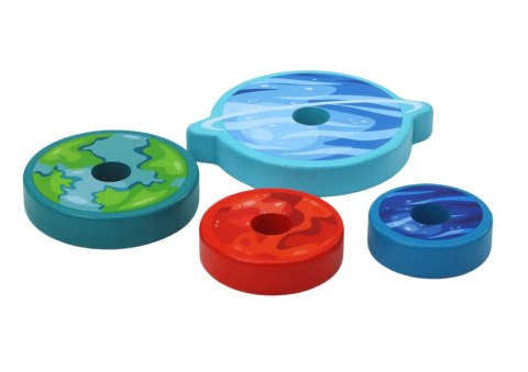 LEAN Toys Piramida Sorter Drewniany Układanka Piramidka Planety Kosmos 10 ele.