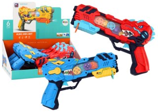LEAN Toys Pistolet Projektor Dinozaur Światła Dźwięki Niebieski Czerwony