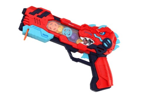 LEAN Toys Pistolet Projektor Dinozaur Światła Dźwięki Niebieski Czerwony