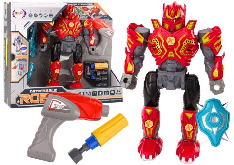 LEAN Toys Robot Do Skręcania Broń Wiertarka Śrubokręt Światła Dźwięk Czerwony