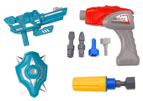 LEAN Toys Robot Do Skręcania Broń Wiertarka Śrubokręt Światła Dźwięk Czerwony