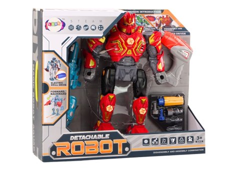 LEAN Toys Robot Do Skręcania Broń Wiertarka Śrubokręt Światła Dźwięk Czerwony