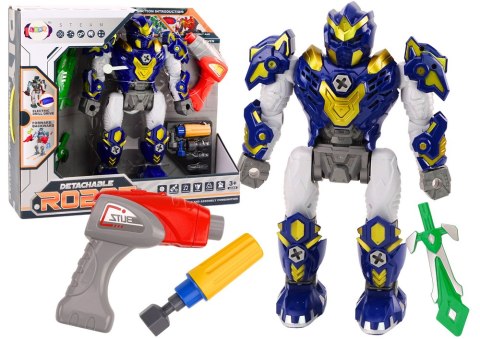 LEAN Toys Robot Do Skręcania Broń Wiertarka Śrubokręt Światła Dźwięk Granatowy