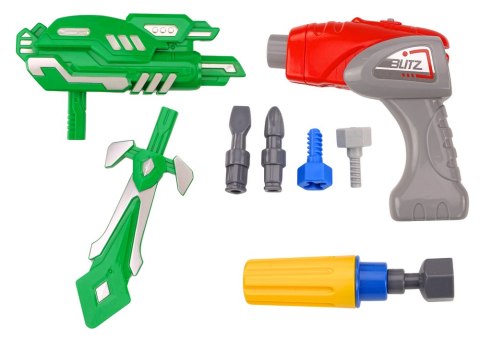 LEAN Toys Robot Do Skręcania Broń Wiertarka Śrubokręt Światła Dźwięk Granatowy