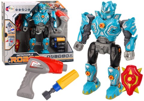 LEAN Toys Robot Do Skręcania Broń Wiertarka Śrubokręt Światła Dźwięk Turkusowy