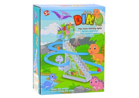 LEAN Toys Tor Zjeżdżalnia Dla Dinozaurów Schodki Światła Dźwięki
