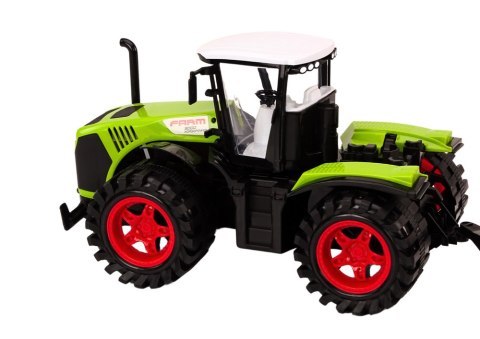 LEAN Toys Traktor Farmerski Z Przyczepą Na Drewno 9 Bali Drzewa Napęd Zielony