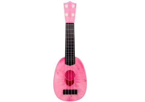LEAN Toys Ukulele Dla Dzieci Mini Gitara 4 Struny Motyw Brzoskwini Gitarka Różowa