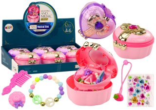 LEAN Toys Zestaw Kuferek Szkatułka Serduszko Pudełko Na Biżuterię Akcesoria MIX