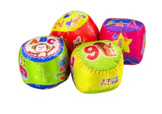 LEAN Toys Zestaw Miękkie Piłeczki Kolorowe Edukacyjne Grzechotka Piłki 4szt.