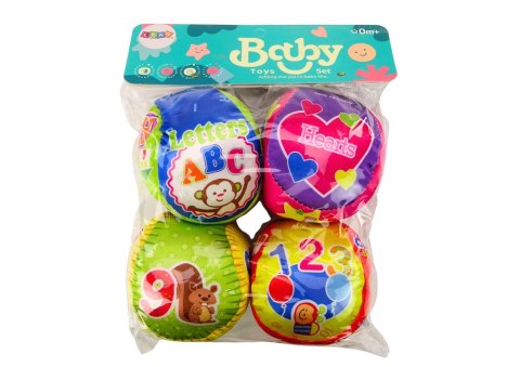 LEAN Toys Zestaw Miękkie Piłeczki Kolorowe Edukacyjne Grzechotka Piłki 4szt.