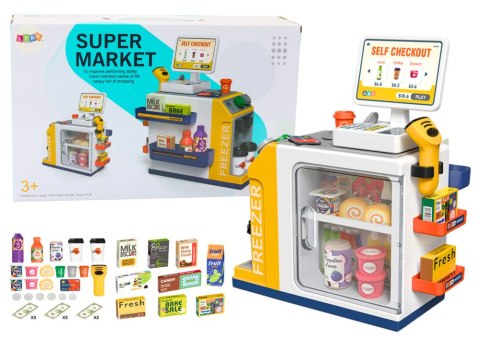 LEAN Toys Zestaw Supermarket Kasa Fiskalna Skaner Światła I Dźwięki