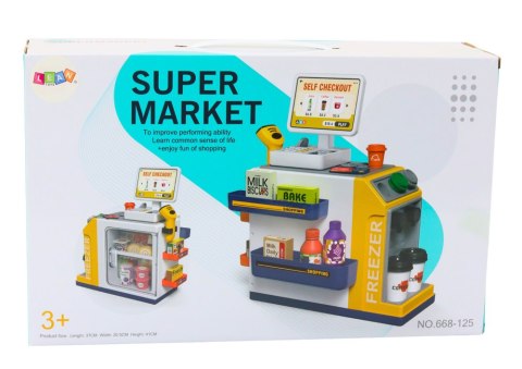 LEAN Toys Zestaw Supermarket Kasa Fiskalna Skaner Światła I Dźwięki