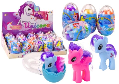 LEAN TOYS Figurka Jednorożec W Jajku Kolorowy Do Czesania Grzebień Magiczne Jajko Mix
