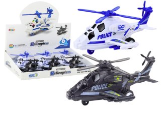 LEAN TOYS Helikopter Policyjny Biały lub Czarny Napęd Frykcyjny Światło i Dźwięk