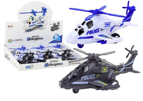 LEAN TOYS Helikopter Policyjny Biały lub Czarny Napęd Frykcyjny Światło i Dźwięk