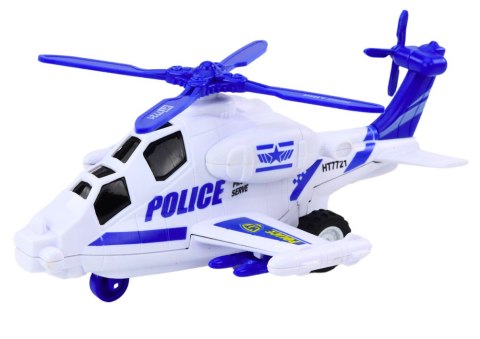 LEAN TOYS Helikopter Policyjny Biały lub Czarny Napęd Frykcyjny Światło i Dźwięk