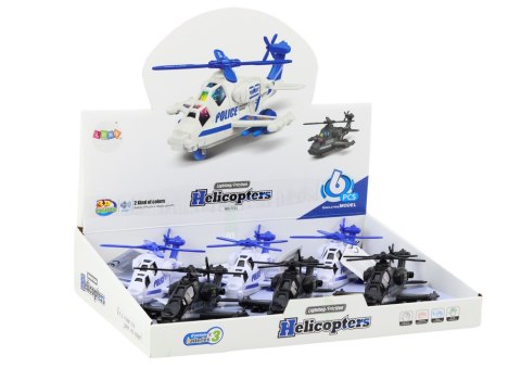 LEAN TOYS Helikopter Policyjny Biały lub Czarny Napęd Frykcyjny Światło i Dźwięk