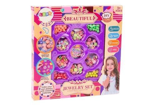 LEAN TOYS Koraliki Do Robienia Biżuterii DIY Zestaw Kreatywny Zawieszki Kwiatuszki