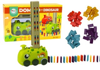 LEAN Toys Autko Zielony Dinozaur na Baterie Układające Kolorowe Domino 4 Kolory Klocków