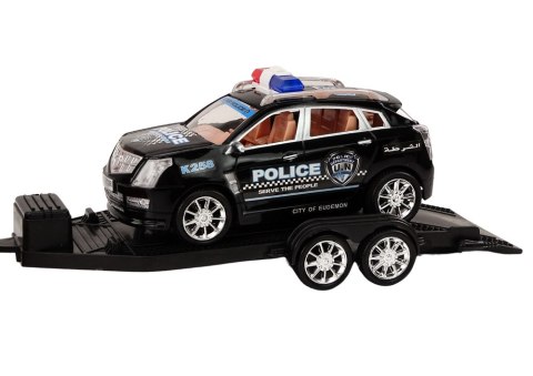 LEAN Toys Auto Pickup Policyjne Z Lawetą Naczepą Auto Terenowe Zestaw Policja