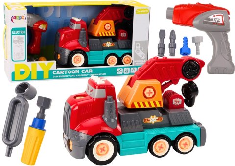 LEAN Toys Ciężarówka Z Hakiem Kreskówkowa Do Rozkręcania DIY Czerwony Dźwig