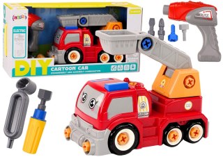 LEAN Toys Ciężarówka Z Wysięgnikiem Kreskówkowa Do Rozkręcania DIY Czerwony