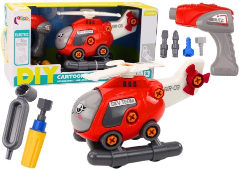 LEAN Toys Helikopter Kreskówkowy Do Skręcania DIY Czerwony