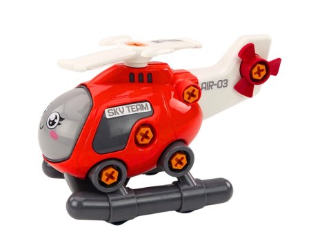 LEAN Toys Helikopter Kreskówkowy Do Skręcania DIY Czerwony