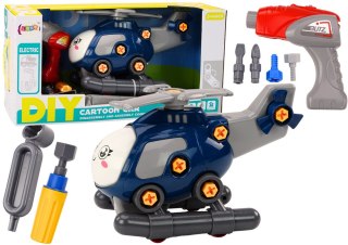 LEAN Toys Helikopter Kreskówkowy Do Skręcania DIY Niebieski