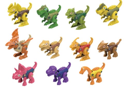 LEAN Toys Jaja Dinozaurów Do Skręcania 12 Sztuk Zestaw Kolorowe