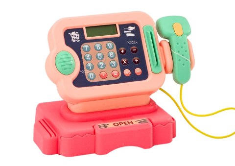 LEAN Toys Kasa Fiskalna Nauka Liczenia Monety Koszyk Światła Dźwięki Różowa