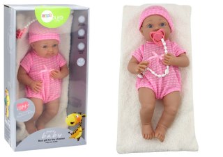 LEAN Toys Lalka Bobas w Różowym Ubranku Czapeczka Smoczek Kołderka