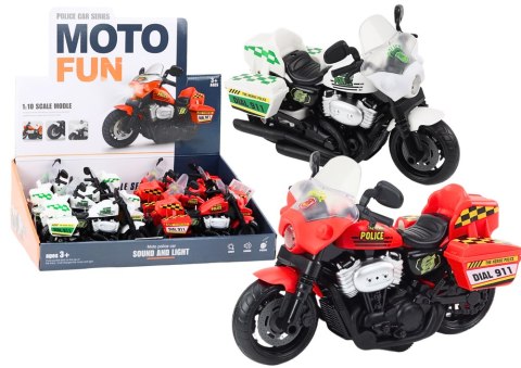 LEAN Toys Motocykl Policyjny 1:10 Światła Dźwięki Biały Czerwony