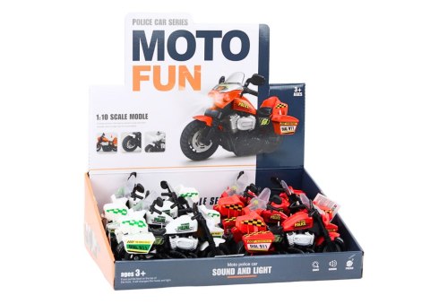 LEAN Toys Motocykl Policyjny 1:10 Światła Dźwięki Biały Czerwony