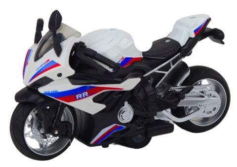 LEAN Toys Motocykl Sportowy z Napędem Frykcyjnym 3 Kolory Biały Zielony Niebieski