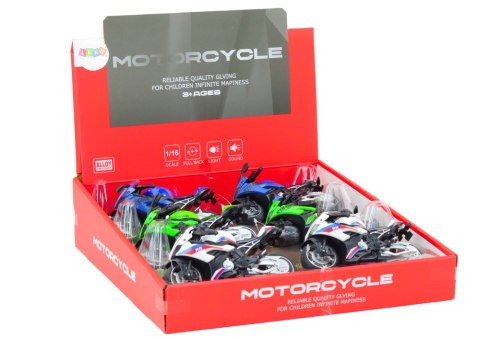 LEAN Toys Motocykl Sportowy z Napędem Frykcyjnym 3 Kolory Biały Zielony Niebieski