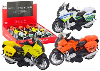 LEAN Toys Motocykl Sportowy z Napędem Frykcyjnym 3 Wzory Żółty Pomarańczowy Biały