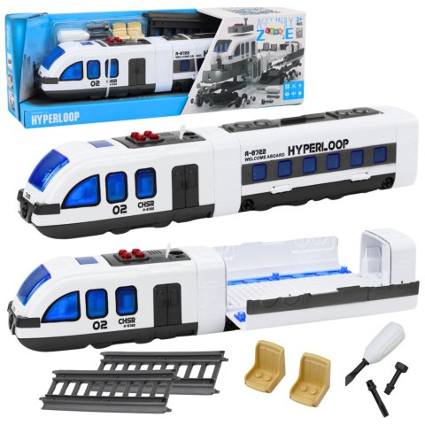 LEAN Toys Pociąg Pasażerski Tory Do Skręcania Majsterkowania DIY Dźwięki Światła