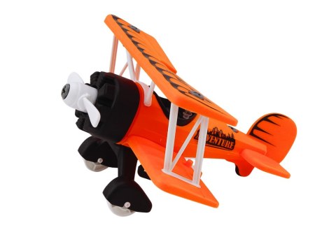 LEAN Toys Samolot Awionetka Transport Zwierząt Klatka Lew Rozkręcany Pomarańczowy