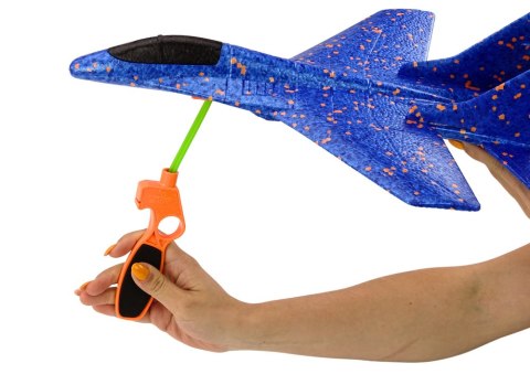 LEAN Toys Samolot Myśliwiec Styropianowy Z Procą Wyrzutnia Niebieski