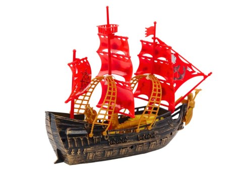 LEAN Toys Statek Piracki Światła Dźwięki Kółka Brązowy