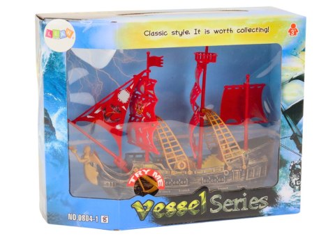 LEAN Toys Statek Piracki Światła Dźwięki Kółka Brązowy