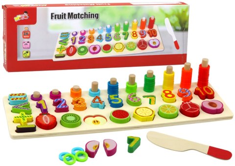 LEAN Toys Zestaw Edukacyjny Sorter Drewniana Plansza Nauka Matematyki Owoce