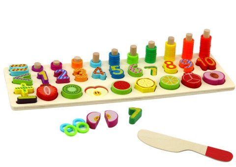 LEAN Toys Zestaw Edukacyjny Sorter Drewniana Plansza Nauka Matematyki Owoce