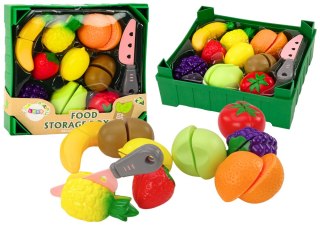 LEAN Toys Zestaw Owoców Do Krojenia w Skrzynce 9 El Nóż Zielony