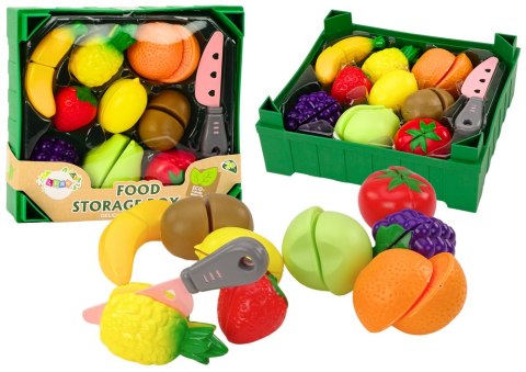 LEAN Toys Zestaw Owoców Do Krojenia w Skrzynce 9 El Nóż Zielony