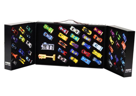 LEAN Toys Zestaw Resoraków W Walizce Autka Sportowe Sygnalizacja Droga Zestaw 50 ele.