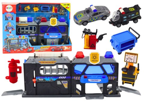 LEAN Toys Zestaw Rozkładany Tor Garaż W Walizce Policja Światła I Dźwięki