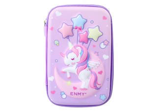 LEAN Duży Piórnik 3D Jednorożec Rozkładany Fioletowy 23x15x5 cm